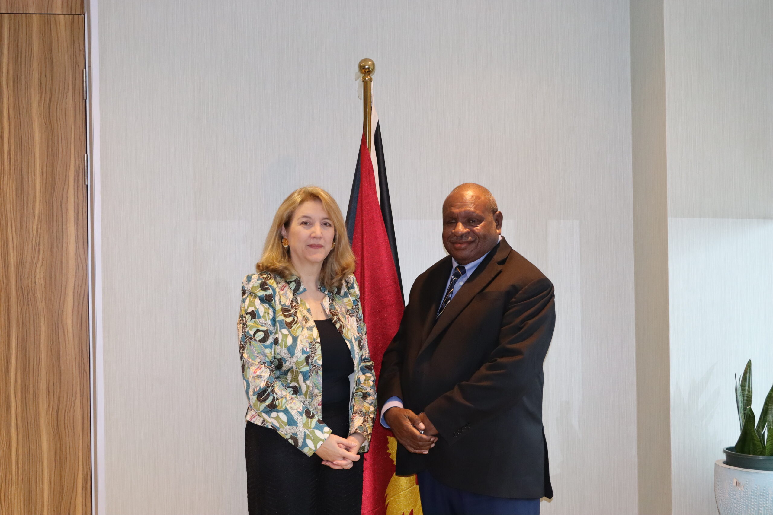 Secretary Wohengu with Ambassador H.E. Esther Monterrubio.